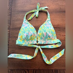 Victoria's Secret Colorful Leopard Bikini Top Halter Tie and Tie Back Swim Pads
